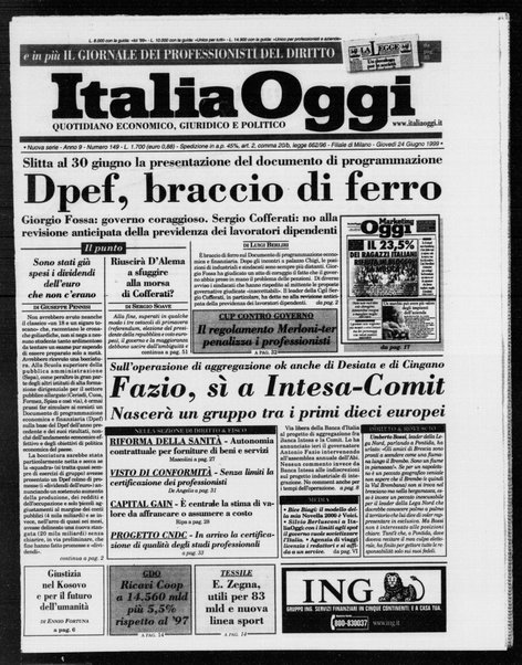 Italia oggi : quotidiano di economia finanza e politica